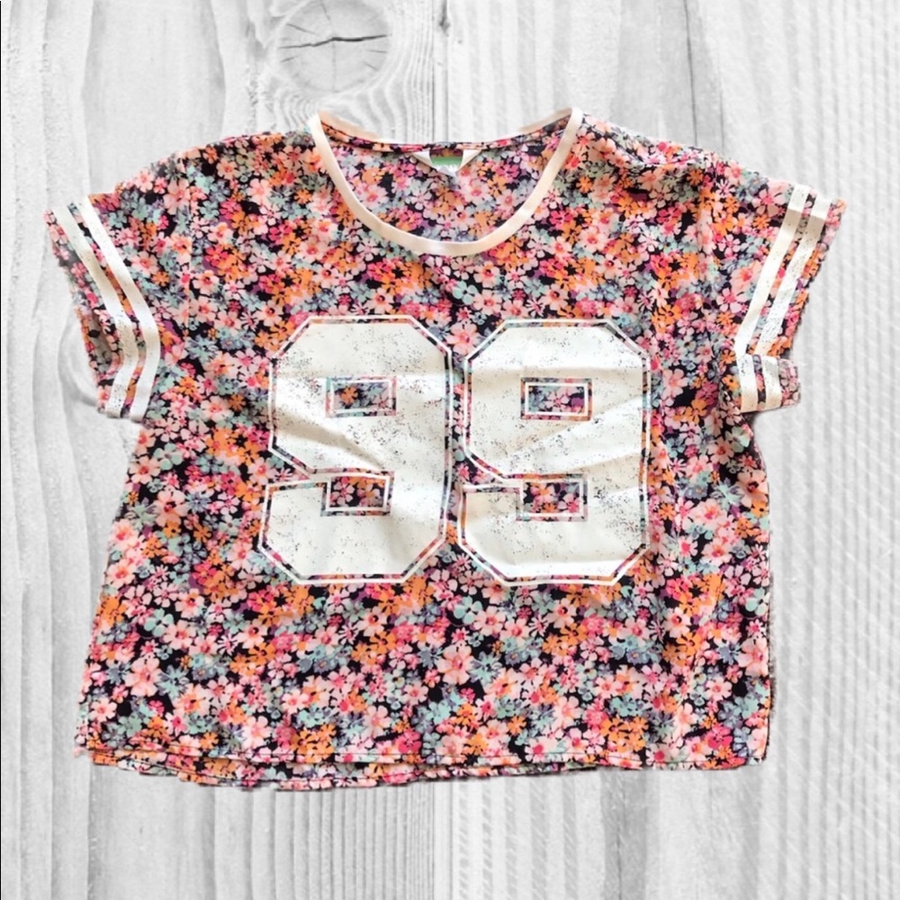 🍁 Distressed Jersey Floral Crop Top from Decree